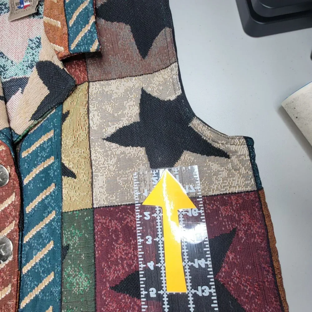 Vintage Don’t Mess With Texas  XL Tapestry Vest Western Star Patchwork Stars 90s